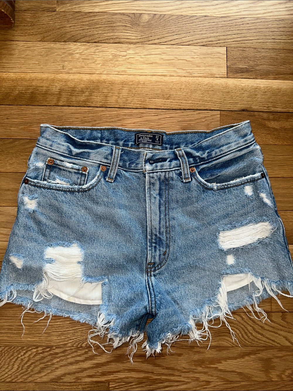 Abercrombie & Fitch Light Blue Distressed Denim Cutoff Shorts